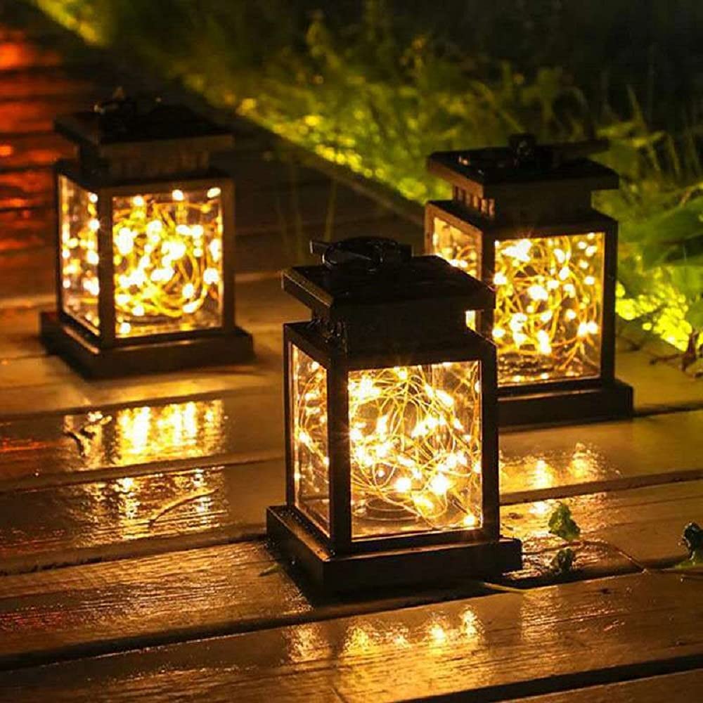 Solar 30 LED Lantern, Outdoor Garden Decorative Flame Star Hanging